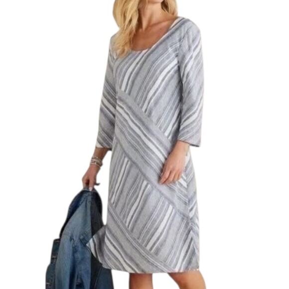 Soft Surroundings Sonya Shift Dress Size Medium Linen Coastal Office Capsule - Picture 2 of 11